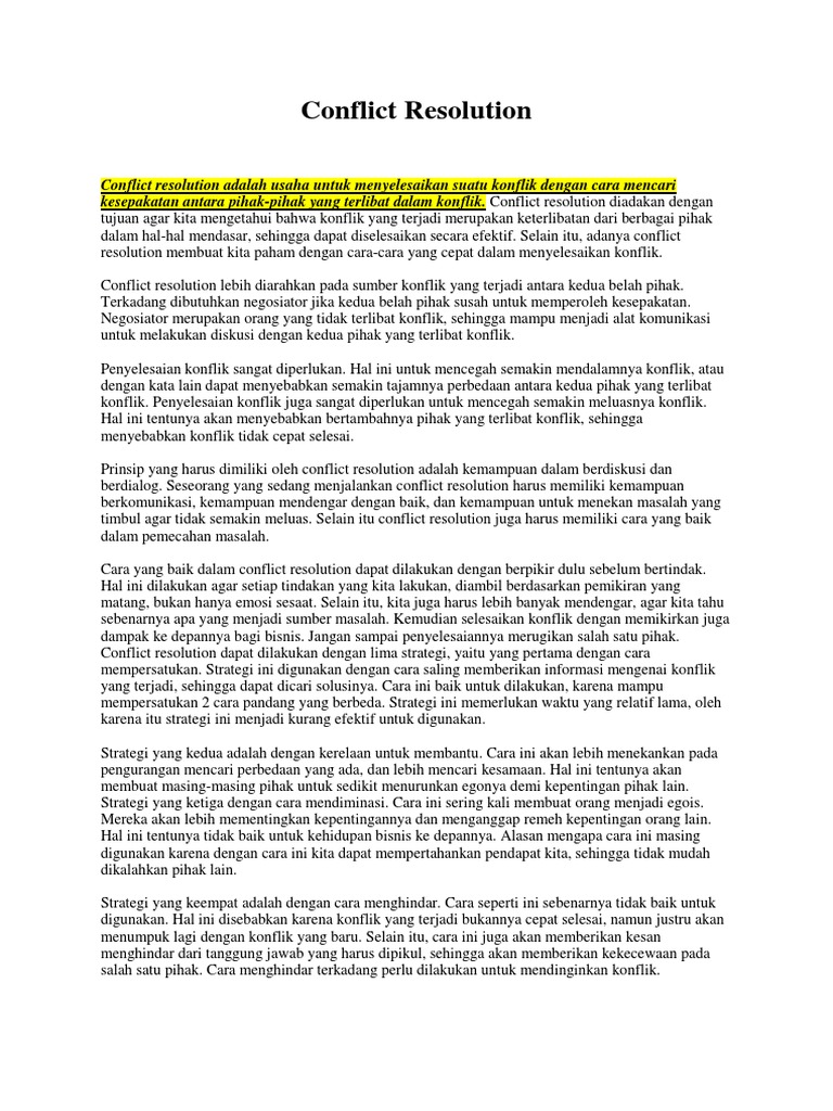Conflict Resolution Pdf