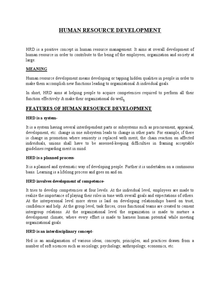 Human Resource Development | PDF | Performance Appraisal | Employment
