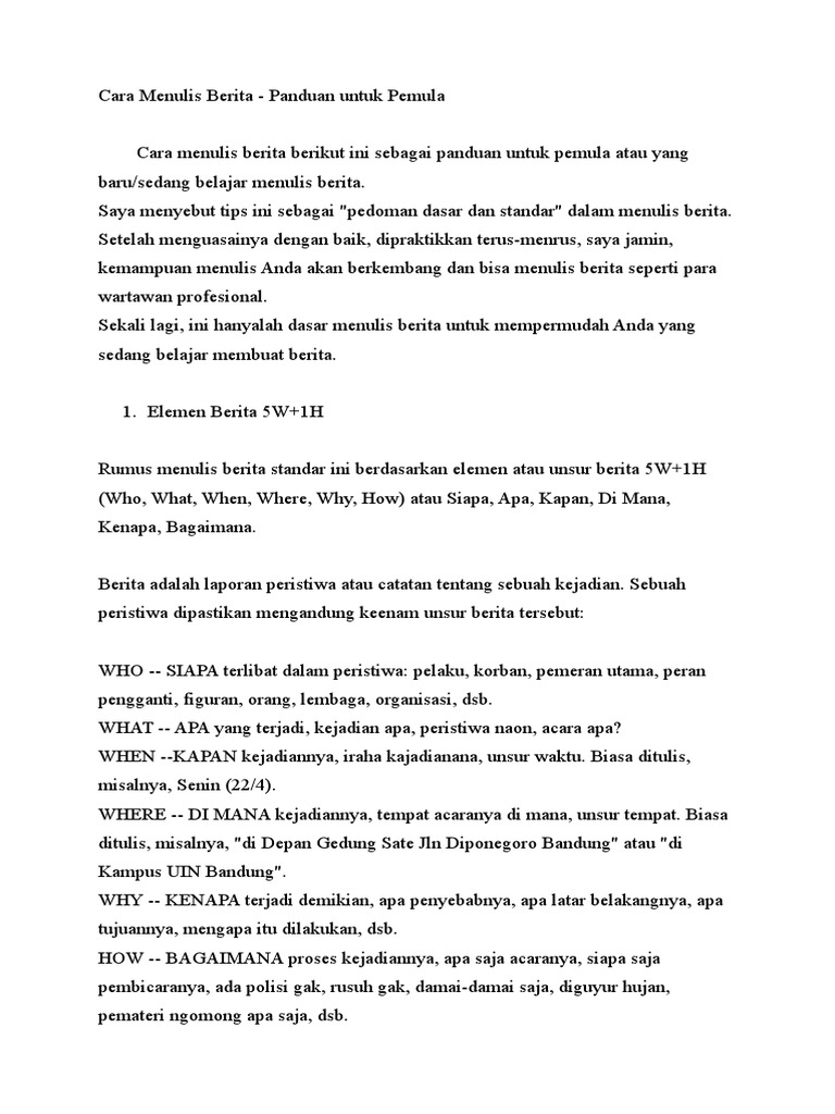 Contoh Laporan Peristiwa Yang Mengandung Unsur 5w1h
