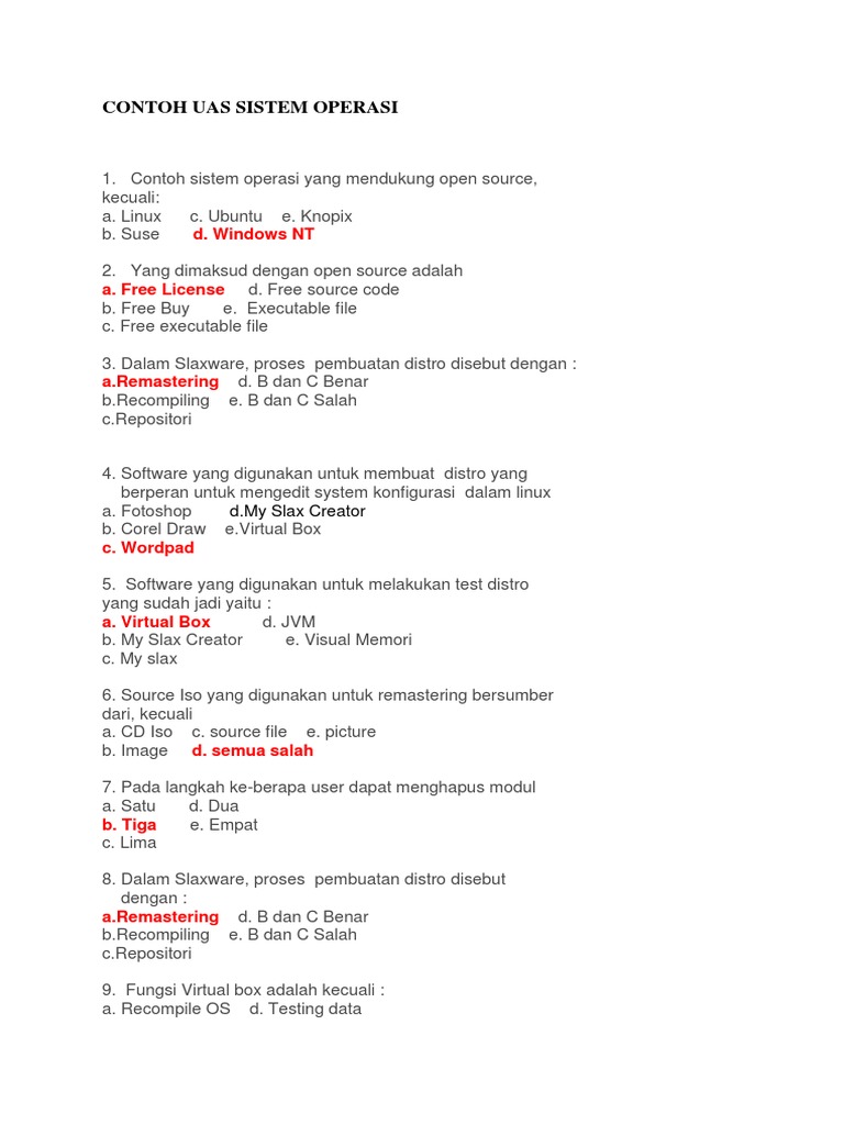 Soal Uas Sample System Operasi Pdf