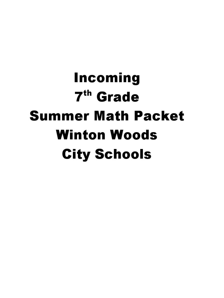 7th Grade Summer Math Packet | PDF