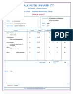 Khallikote University: Grade Sheet