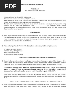 Contoh Teks Ucapan Majlis Perkahwinan Anakanda Pdf