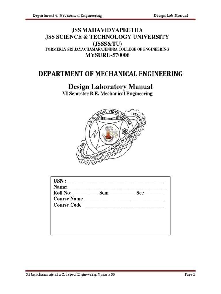 Design Laboratory Manual PDF PDF Friction Force