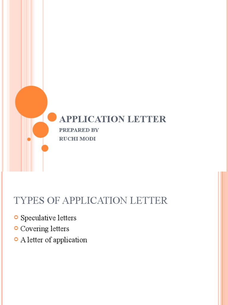 Application Letter: Prepared by Ruchi Modi | PDF | Cognition ...