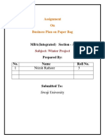 Assignment On Business Plan On Paper Bag: MBA (Integrated) Section - A