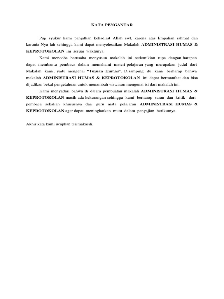 Contoh Makalah Humas