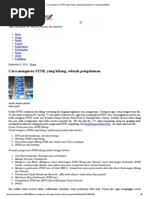 Cara Mengurus Stnk Yang Hilangpdf
