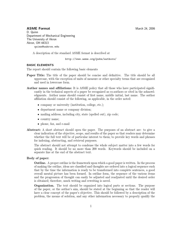 ASME Format Description | PDF