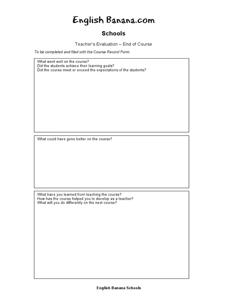 Teacher Evaluation Form | PDF