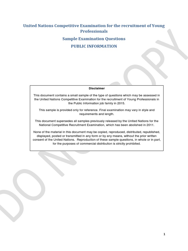 UN YPP Exam Sample Questions 2015 | PDF | Sustainability | Sustainable ...