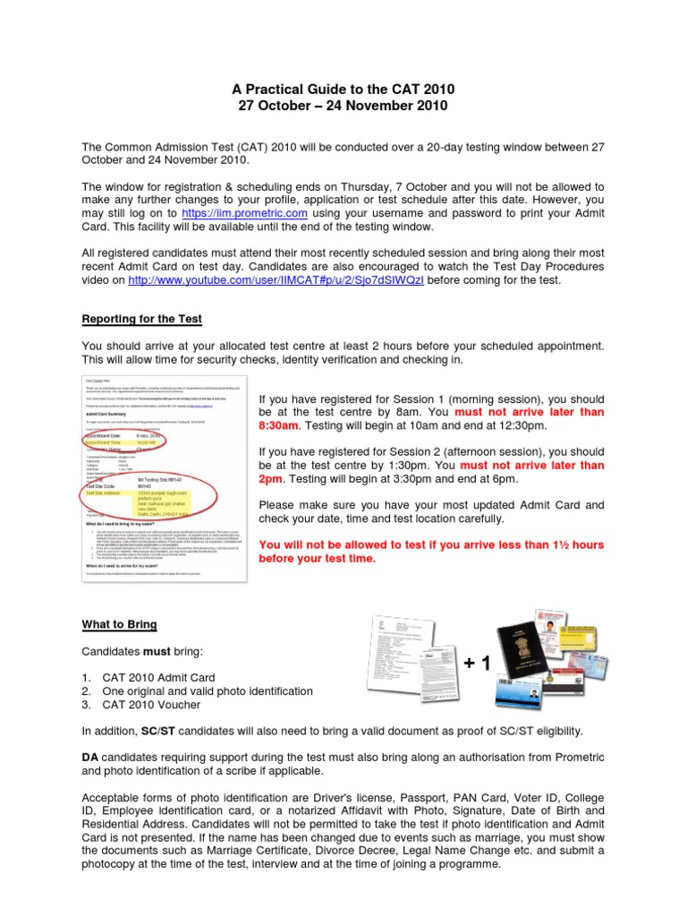 CAT 2010 Exam Guide and Procedures | PDF