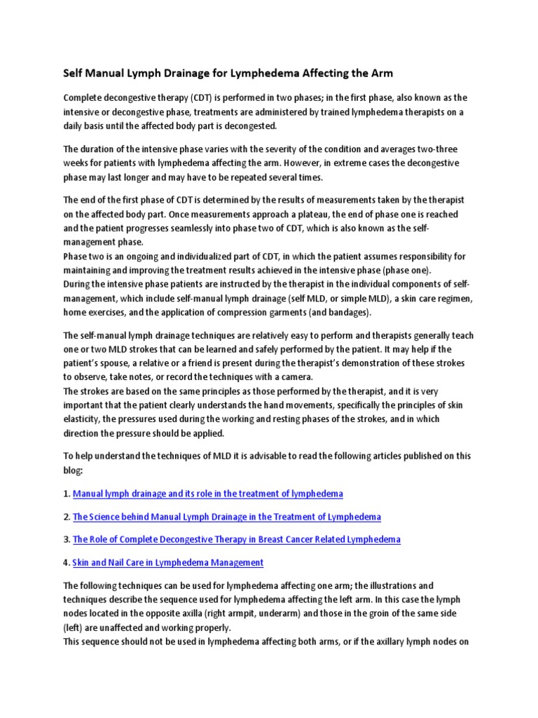Self Manual Lymph Drainage For Lymphedema Affecting The Arm Download
