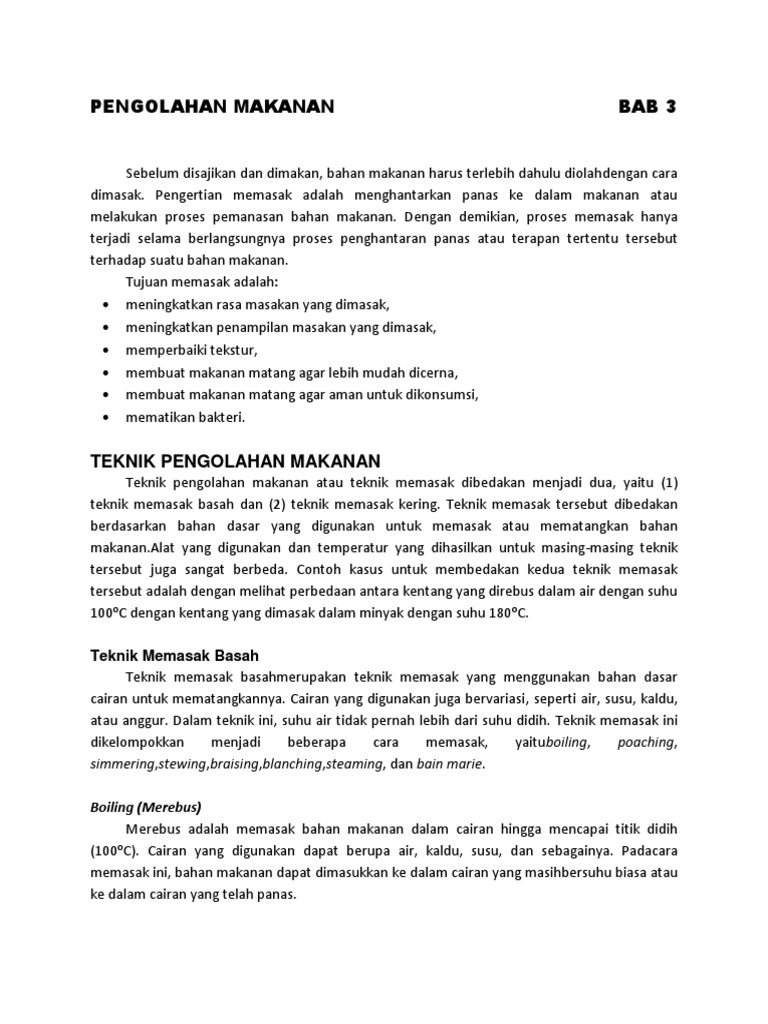 Bab 3 Pengolahan Makanan Pdf