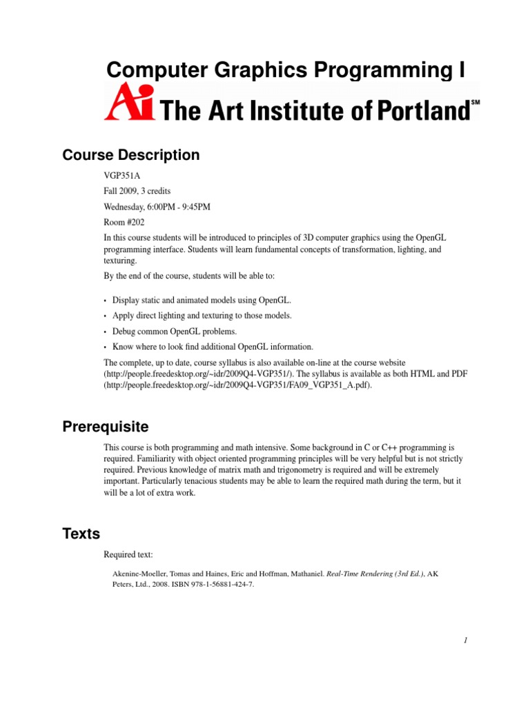 Computer Graphics Programming I PDF Shader Computer Programming