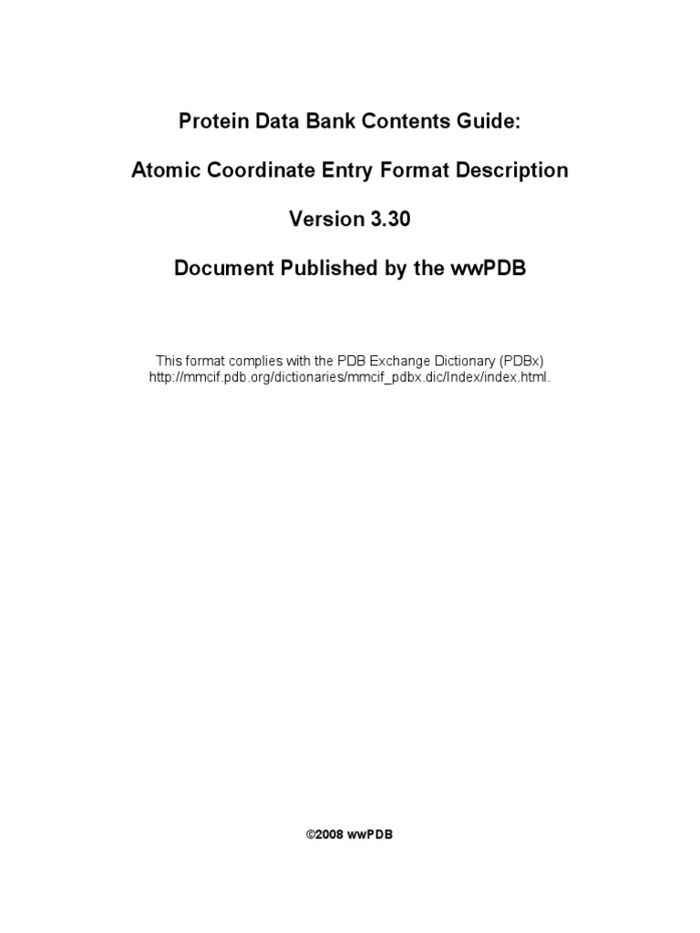 Protein Data Bank Contents Guide Atomic Coordinate Entry Format