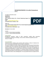 Ourse: CHE442 - SEPARATION PROCESS 1 (3 Credits /compulsory)