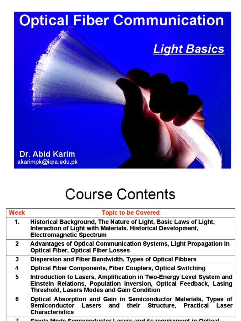 Optical Fiber Communication Overview | PDF | Electromagnetic Spectrum ...