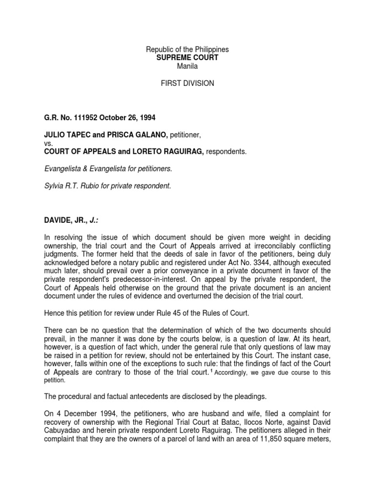 Supreme Court Ruling on Land Ownership Case | PDF | Lawsuit | Judgment ...