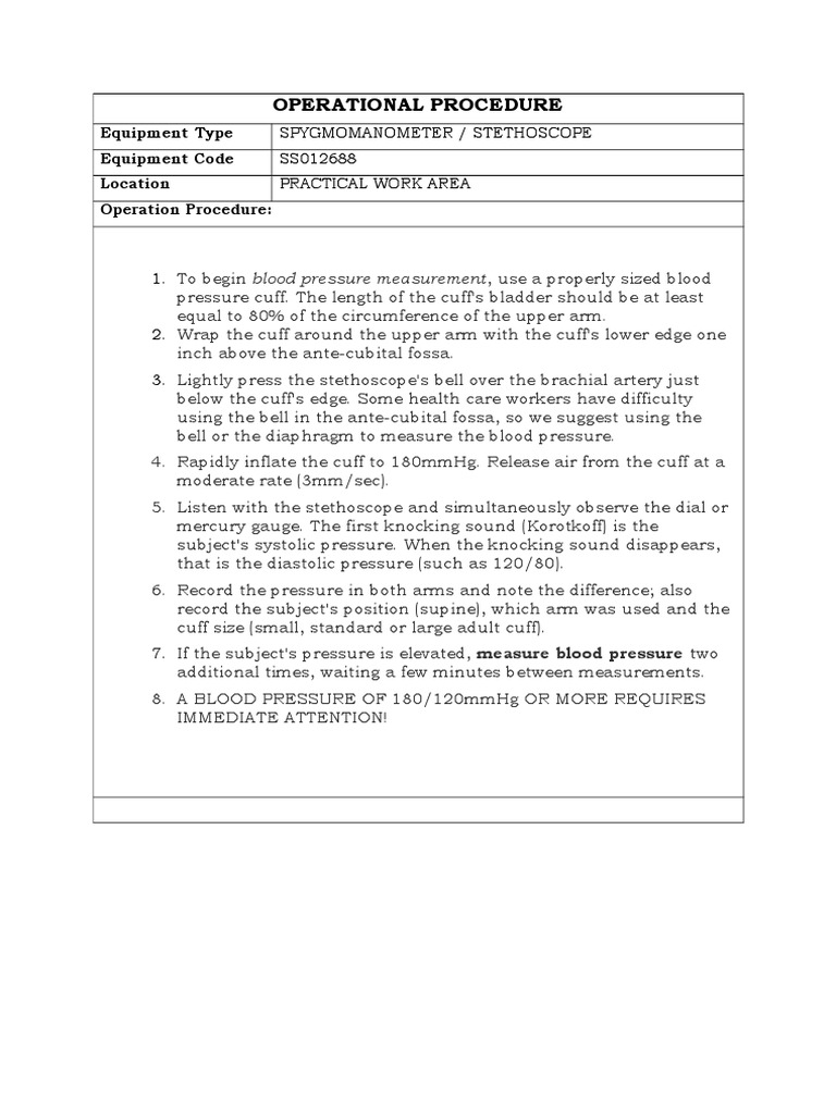 Operational Procedure Equipment Type Equipment Code Location Operation Procedure PDF
