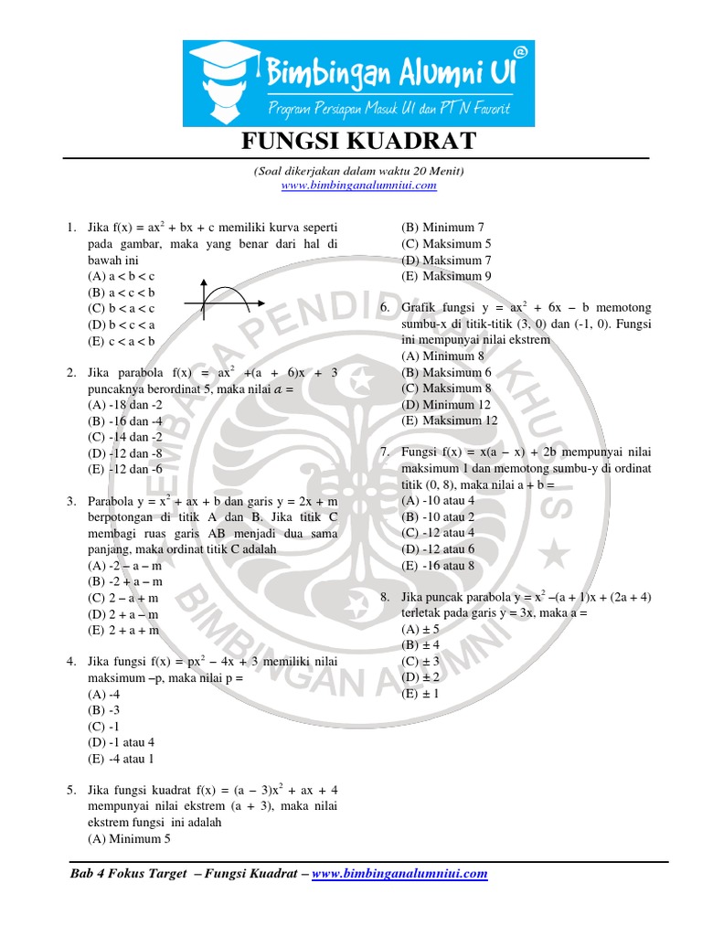 Bab 4 Fungsi Kuadrat Bimbingan Alumni Ui