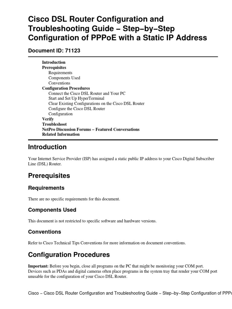 Cisco DSL Router Configuration and Troubleshooting Guide Step by Step ...