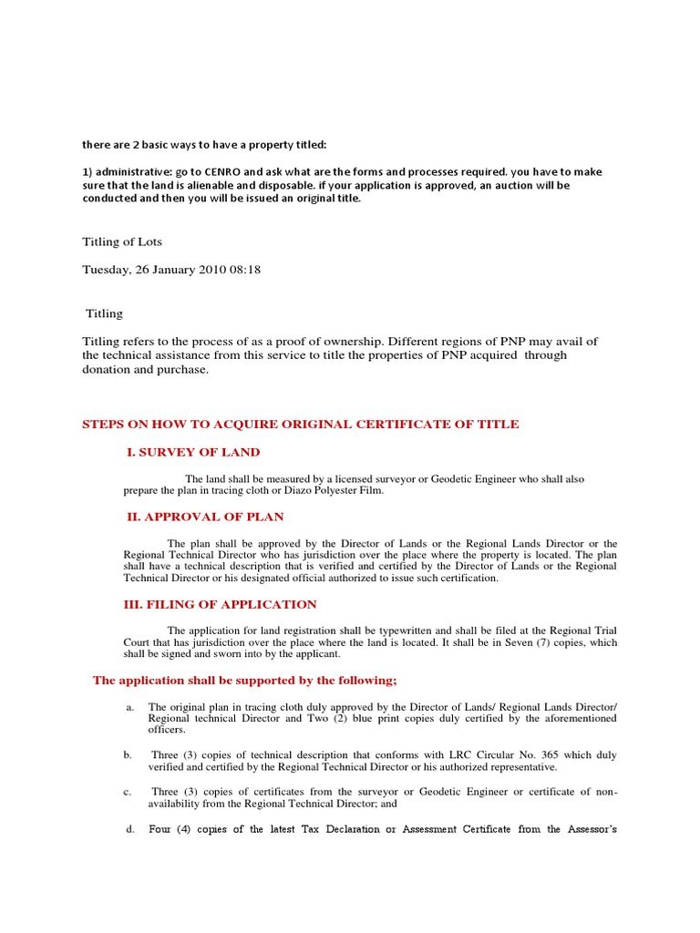 Land Titling Requirements in the Philippines | PDF | Real Property | Deed