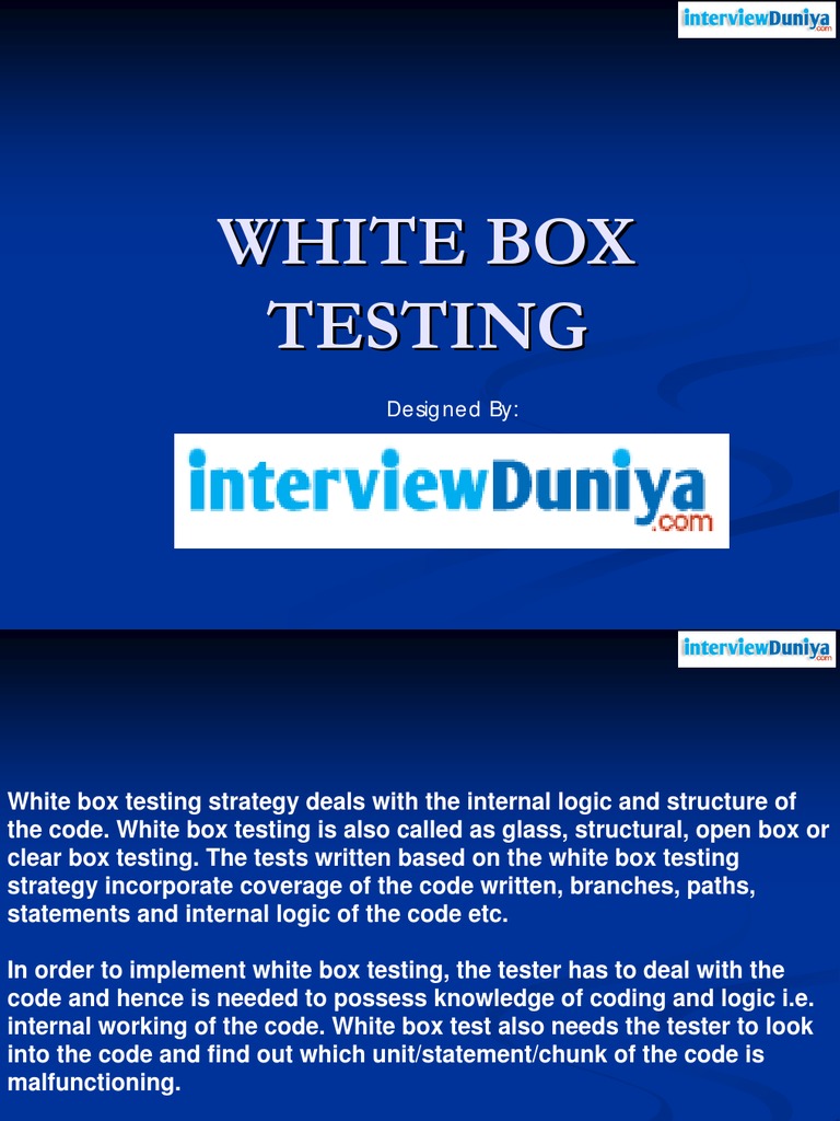 White Box Testing PDF Software Testing Computer Engineering