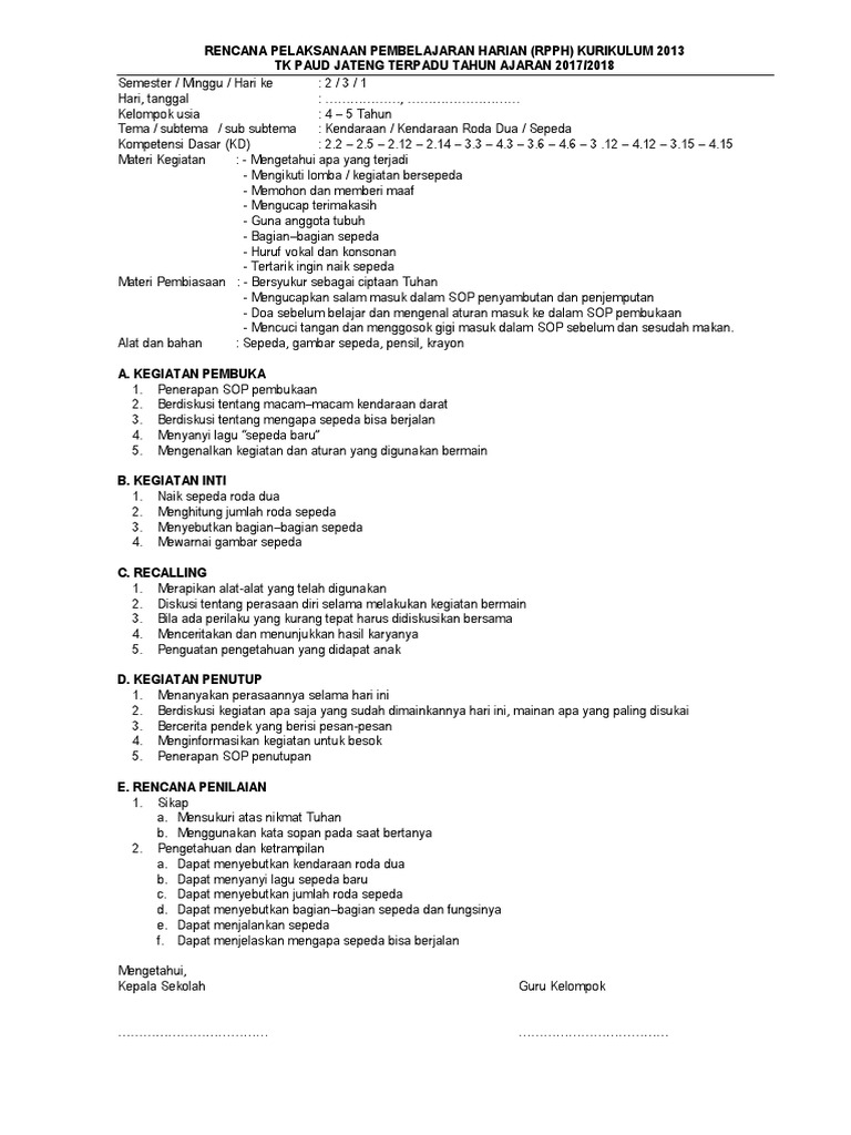 RPPH TK A SMT2 Minggu 03 Kendaraan Darat 1