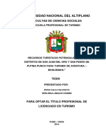 Recursos turísticos potenciales de San Juan del Oro y San Pedro de Putina Punco