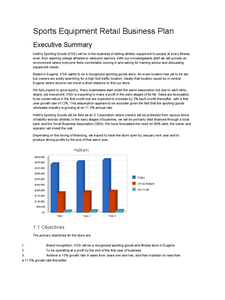 sports retail business plan