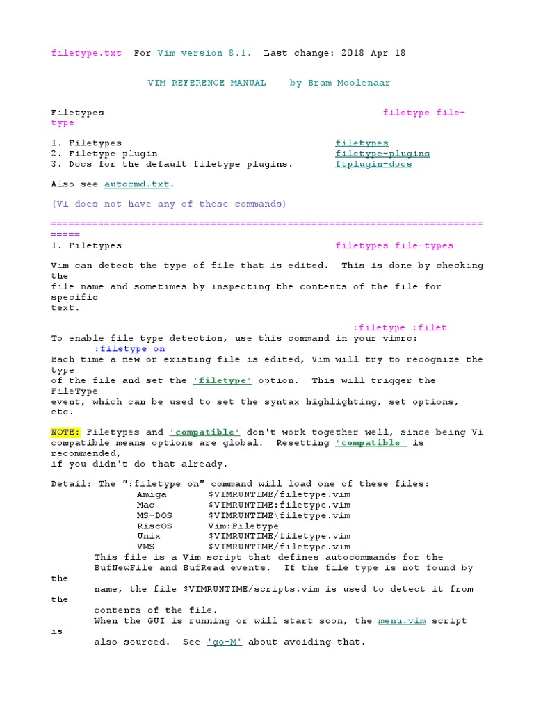 Vim Filetype Detection Guide | PDF | File Format | Operating System ...