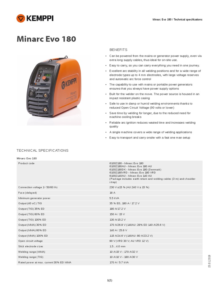 Kemppi Minarc-Evo-180 en US PDF | Download Free PDF | Mains Electricity ...