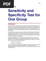 Sensitivity and Specificity Test for One Group