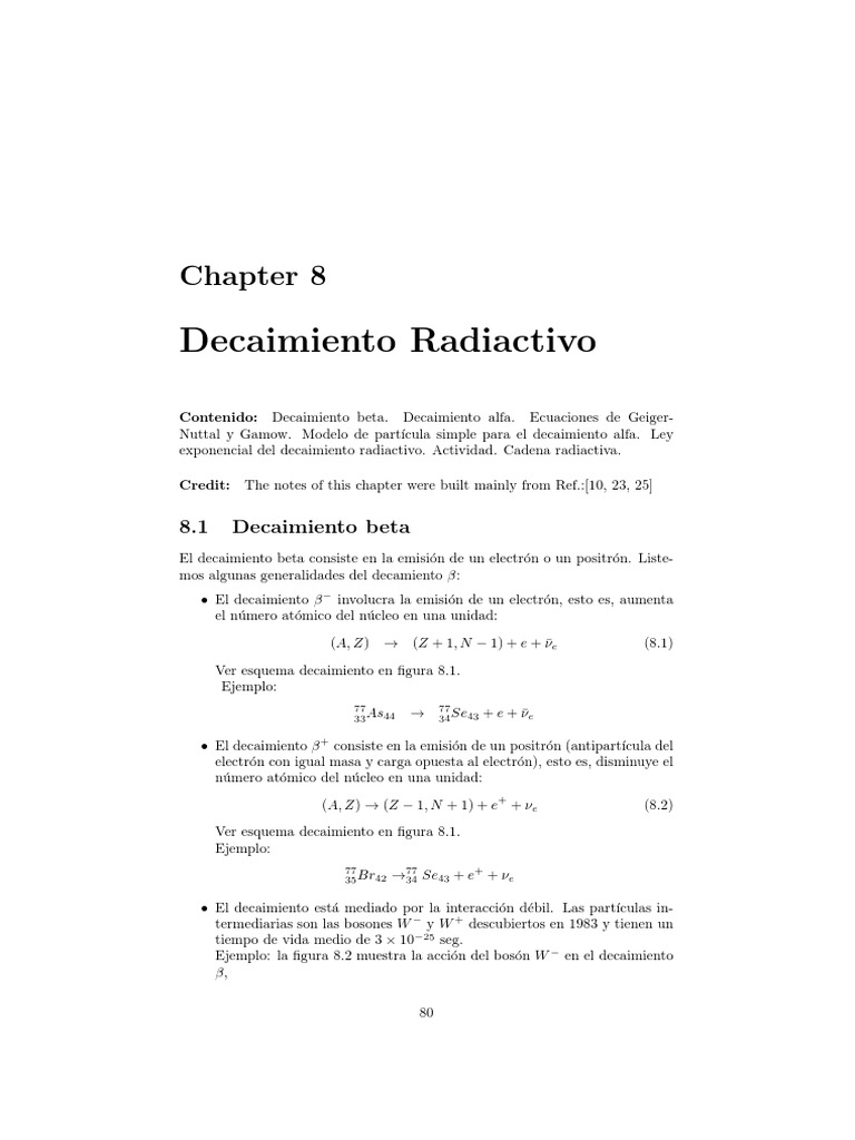 Capitulo 08-DecaimientoRadiactivo | PDF | Desintegración radioactiva |  Túnel cuántico