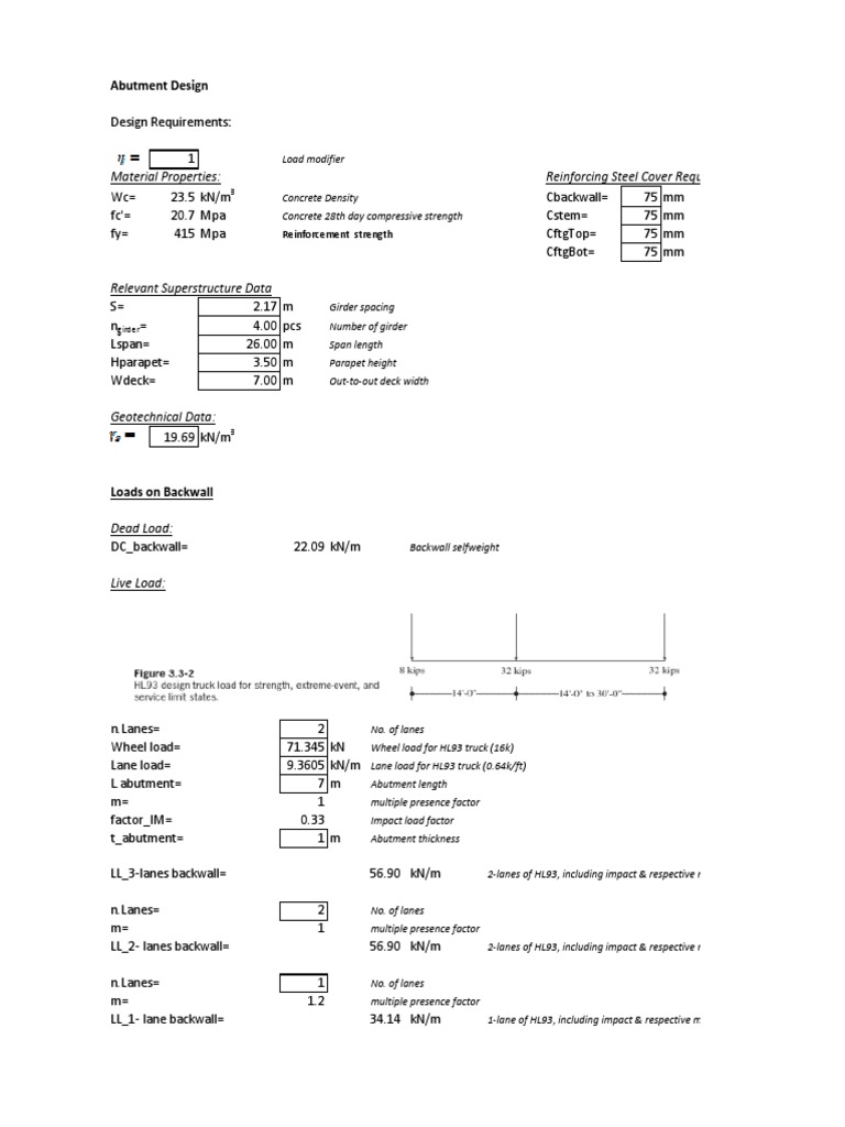 Abutment Design Specifications and Loads | PDF | Structural Load ...
