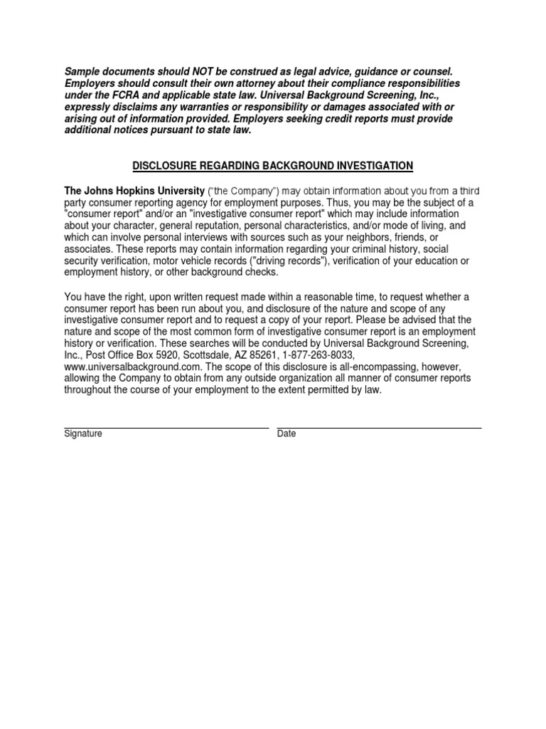 Background RPT Disclosure | PDF | Background Check | Social Security Number