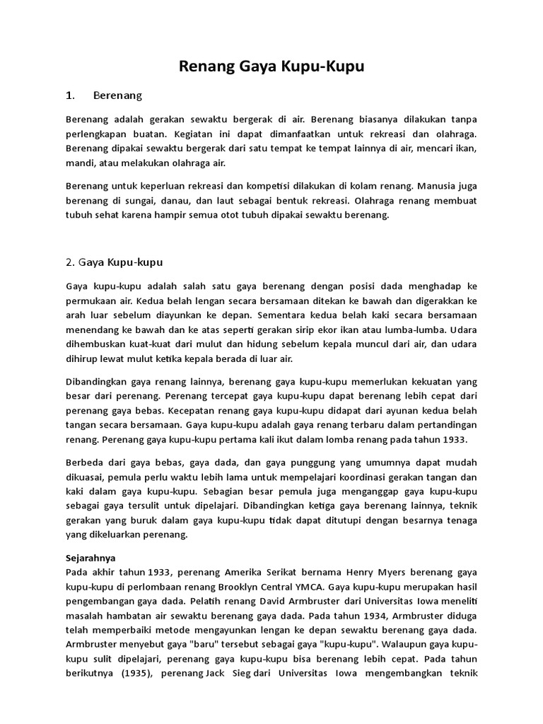 Renang Gaya Kupu-Kupu | PDF | Kesehatan Holistik