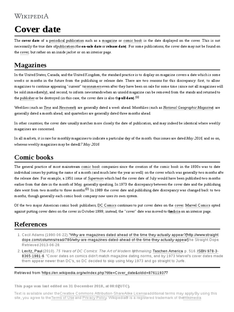 Cover Date PDF Publishing Comics