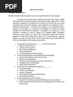 English Iv Nat Review I. Reading Comprehension Directions: Read The Following Paragraphs and Answer The Questions Based On These Paragraphs