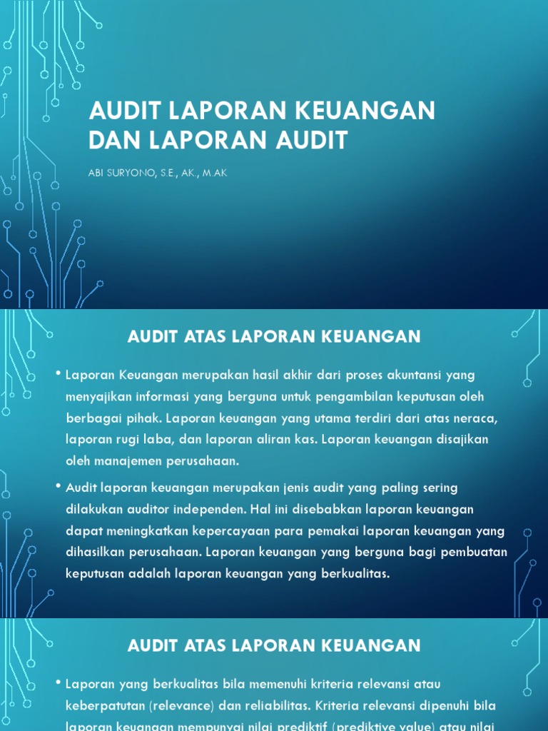Audit Laporan Keuangan Dan Laporan Audit | PDF