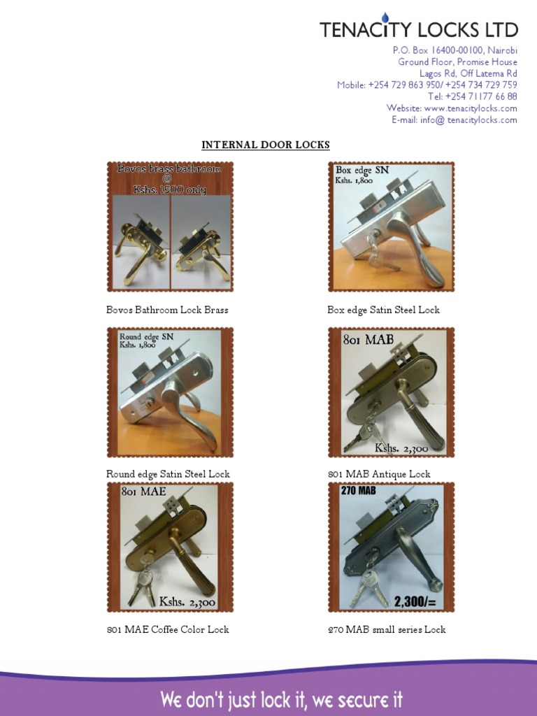 Tenacity Locks Online Catalog PDF Lock (Security Device) Building