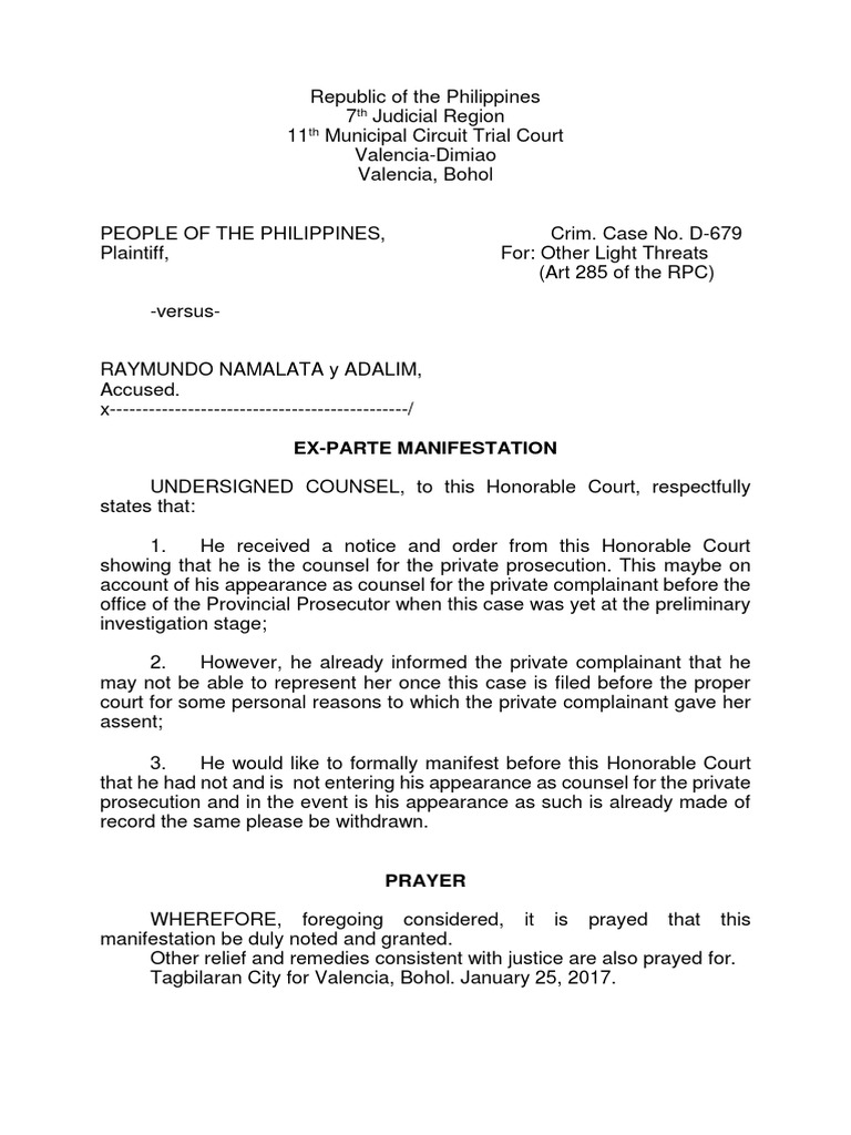 Manifestation To Withdraw As Counsel (Gamayon) | PDF