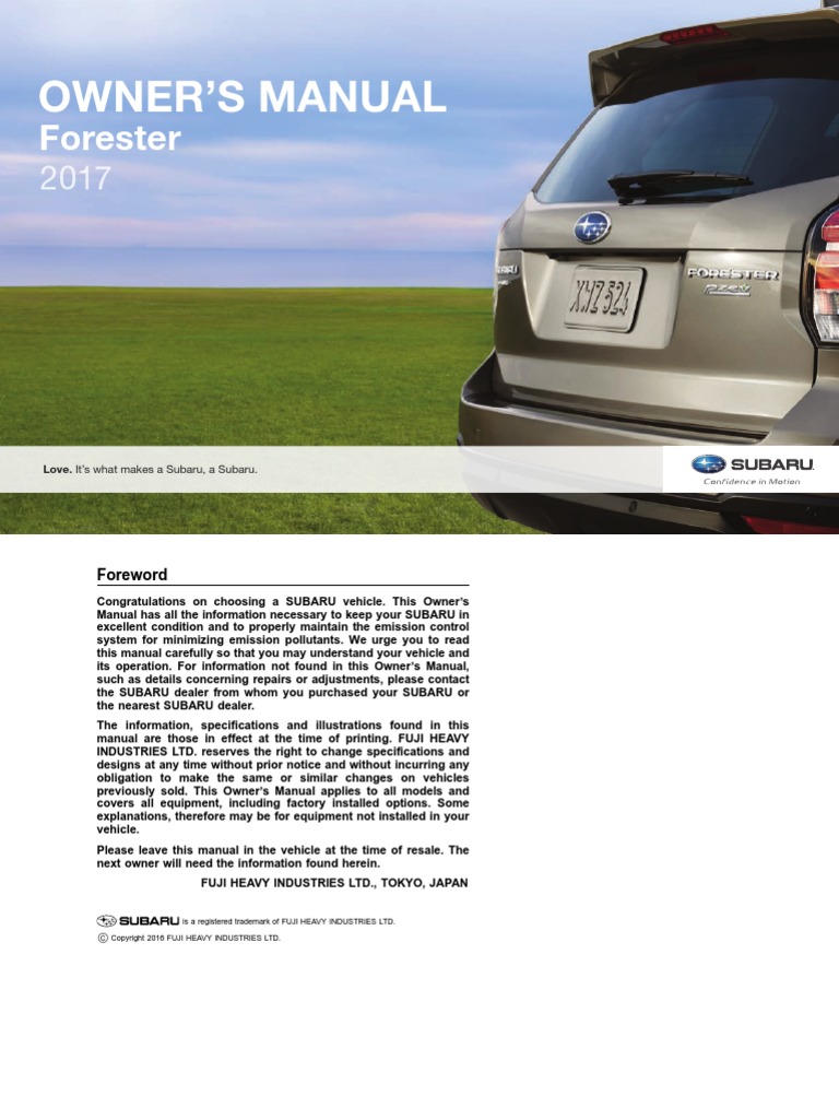 Subaru Forester Manuals 2017 Forester Owner