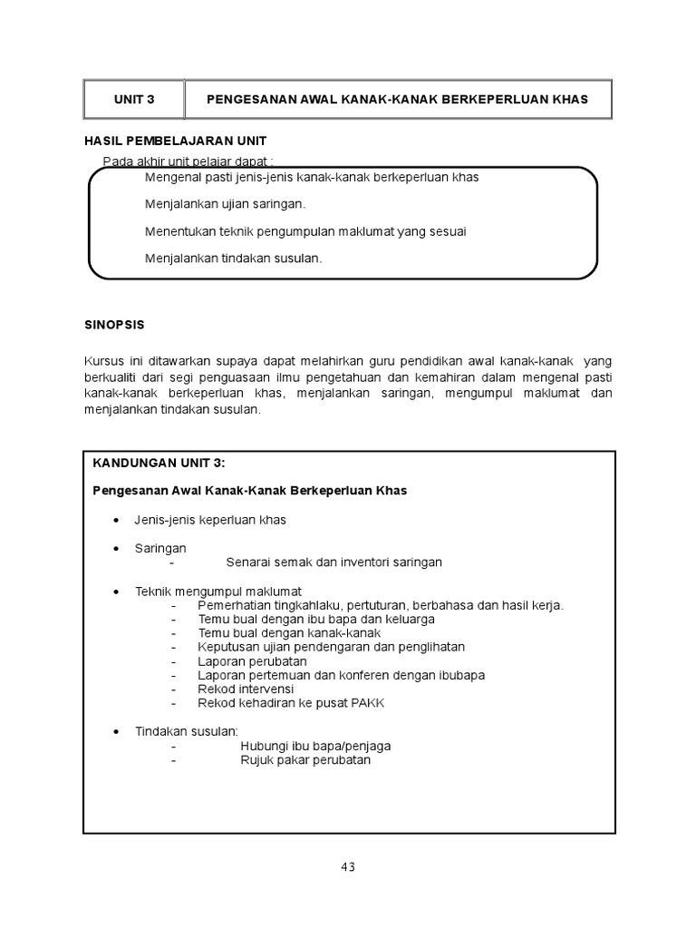 Unit 3 Pengesanan Kanak Kanak Khas Pdf