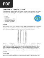 O que é ASCII, UNICODE e UTF-8