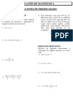 Resolución de inecuaciones de primer grado y representación del conjunto solución