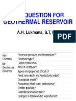Key Question For Geothermal Reservoir: A.H. Lukmana, S.T, M.T