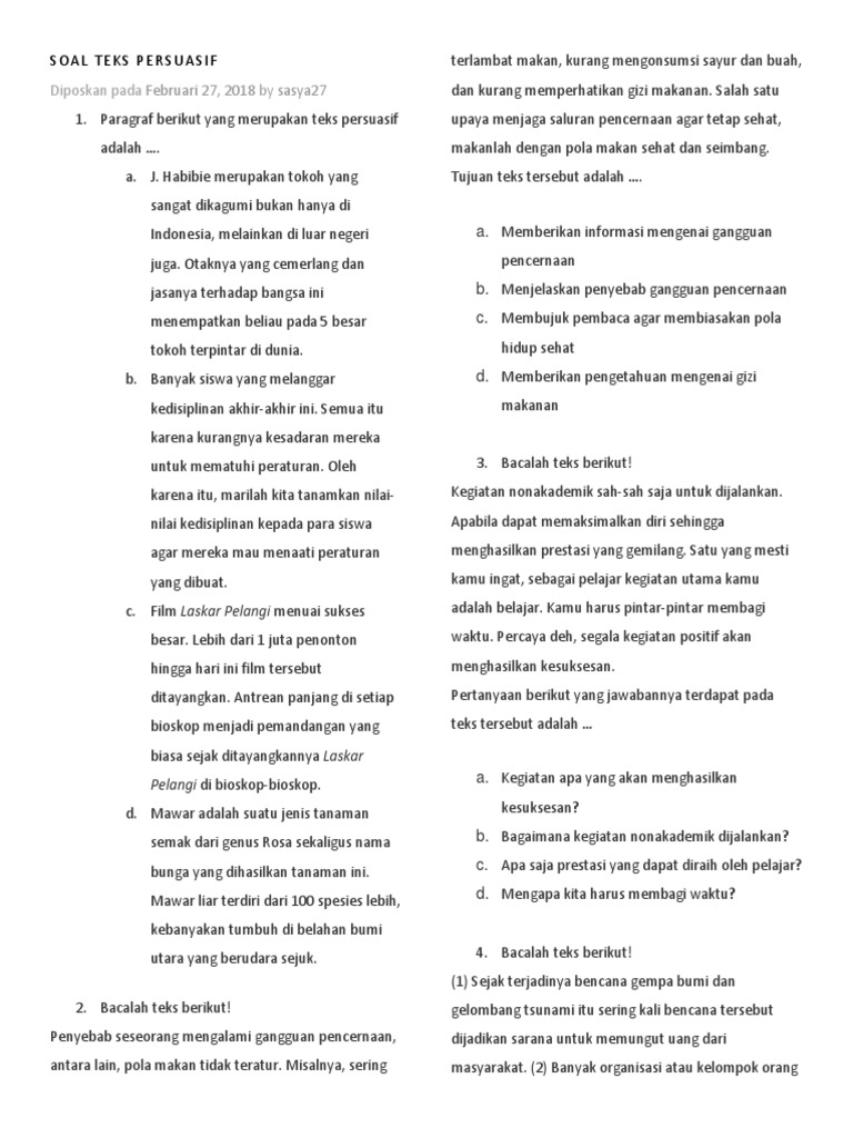 Soal Teks Persuasif Kls 8