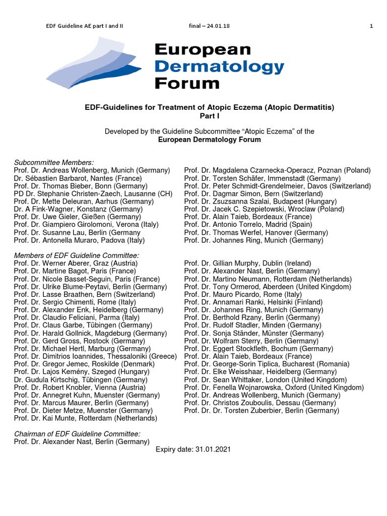 European Guidelines for Treatment of Atopic Eczema (Atopic Dermatitis ...